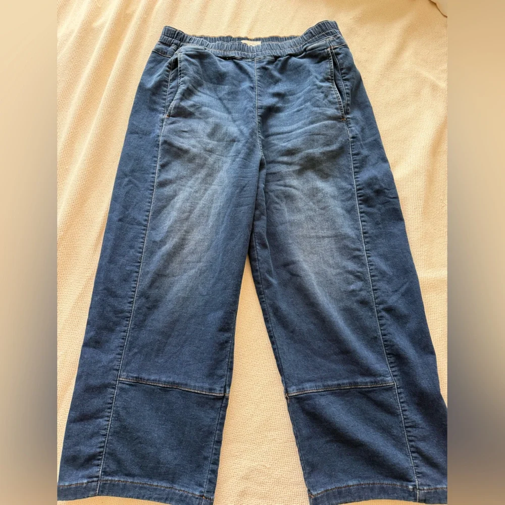 Anthropologie Pilcro Pull On Barrel Wide-Leg Blue Denim Jeans - Picture 3 of 8